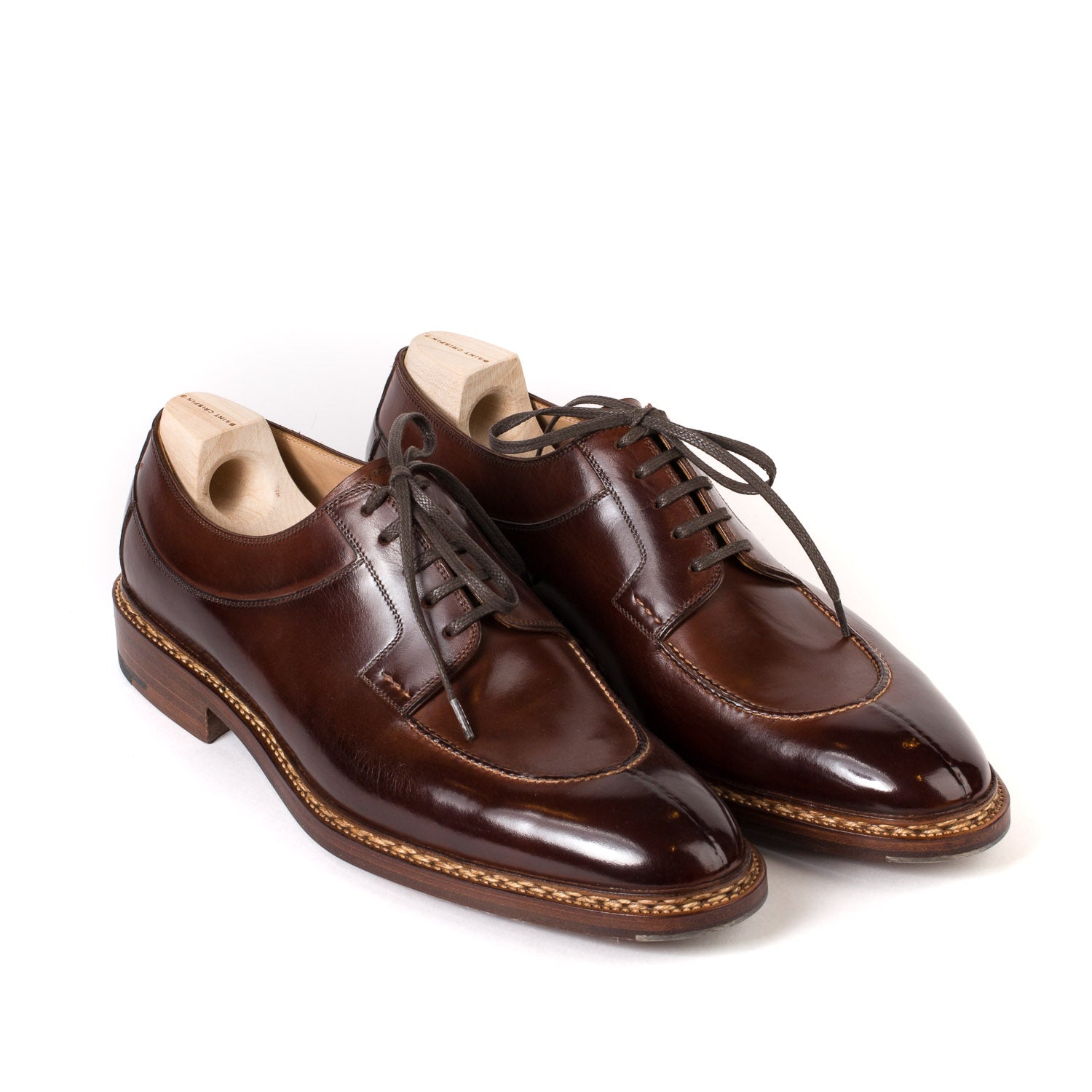 Derby "Split Toe Apron" made of Brown Calfskin - purely handmade
